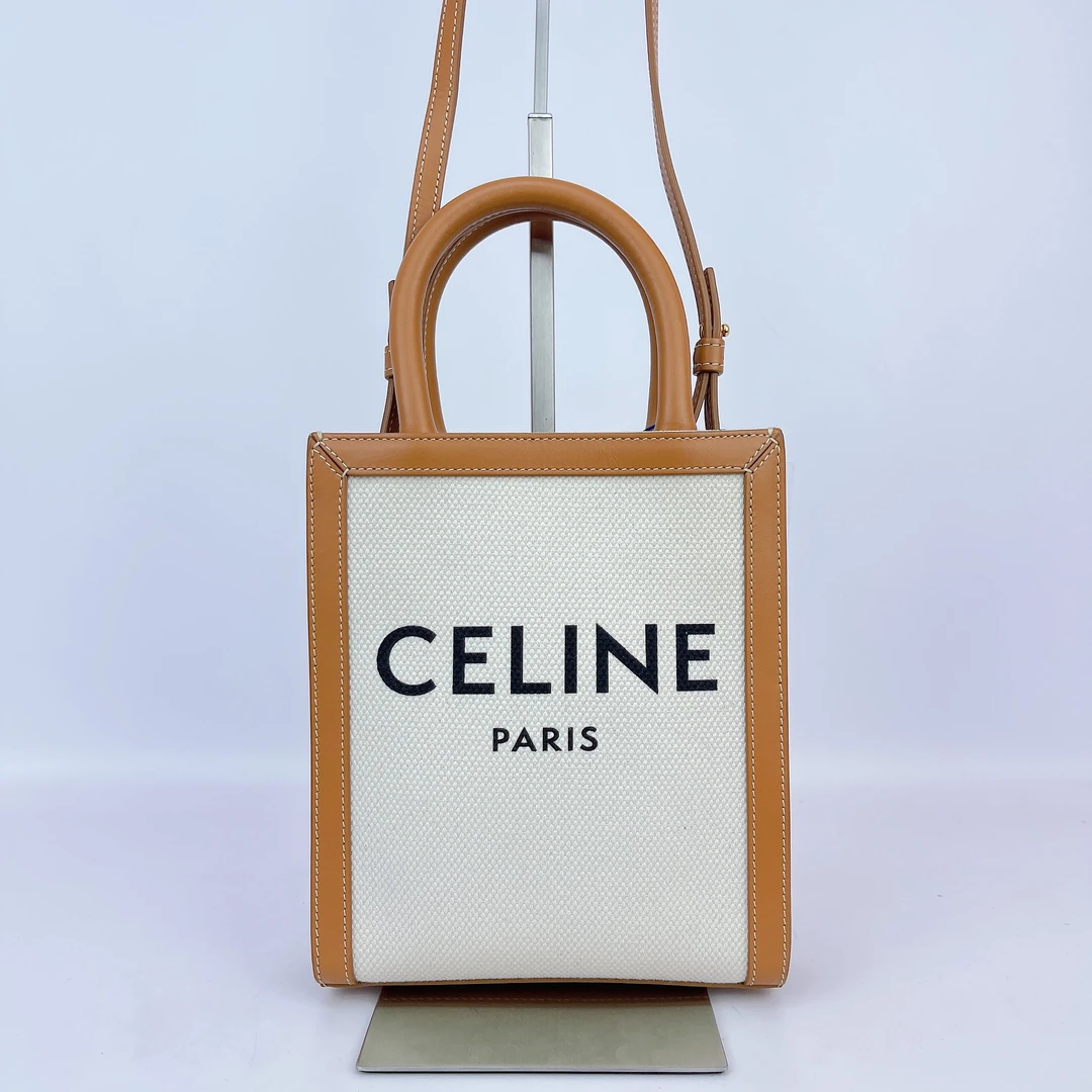 95新 Celine/思琳 赛琳白色帆布托特mini底17 D355