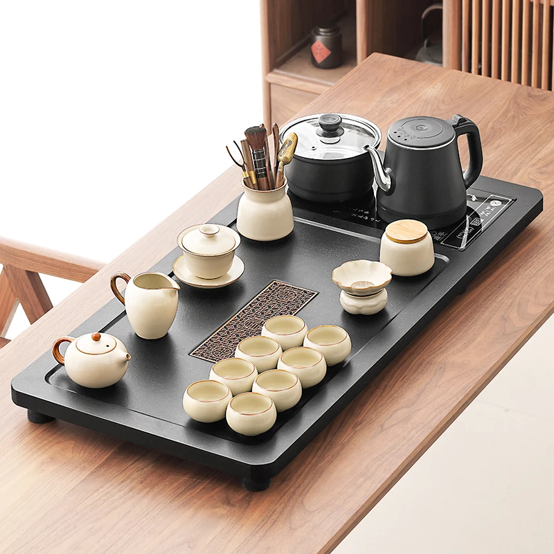 煌山功夫泡茶台家用办公室现代茶具套装全自动烧水壶一体茶盘整套