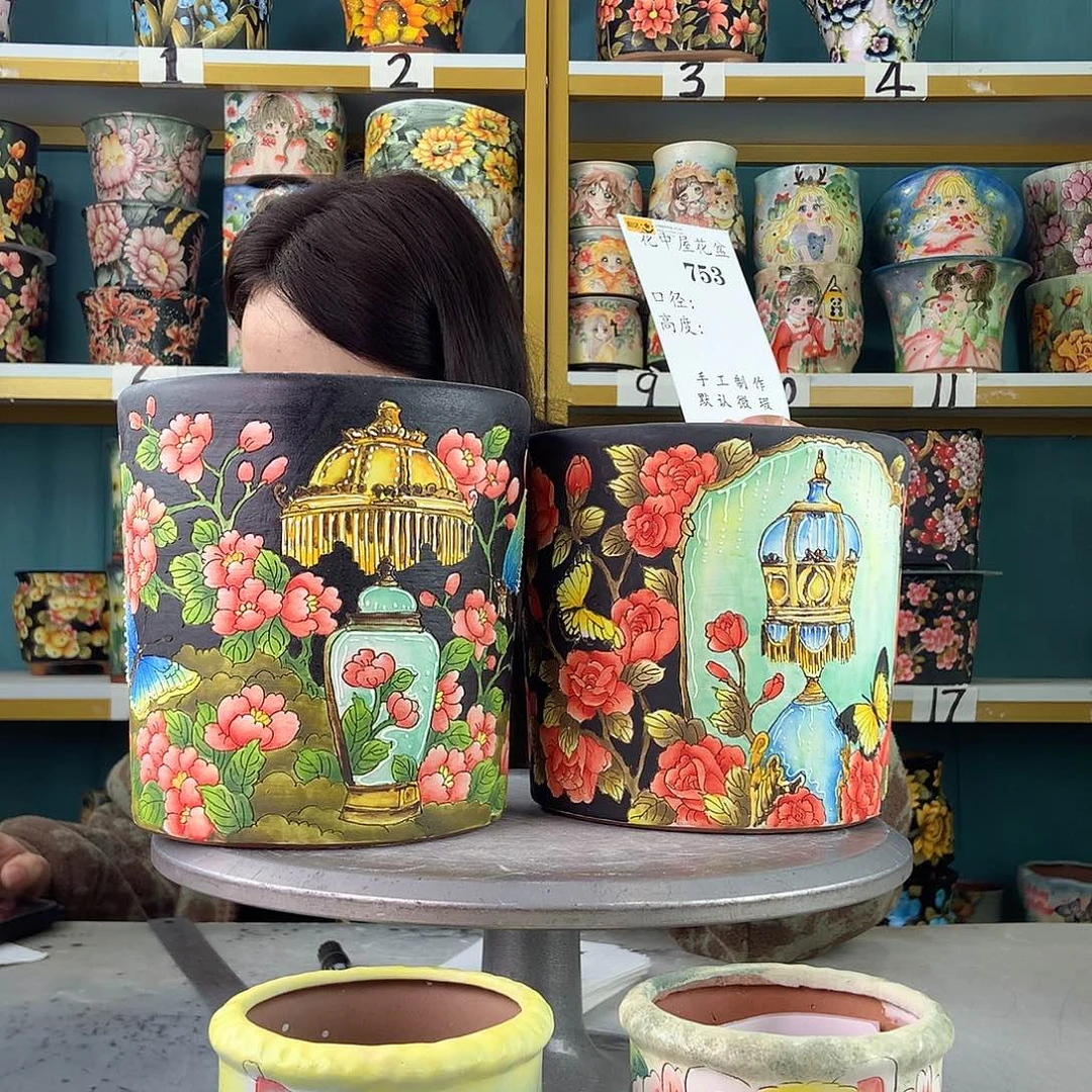 艾***子陶景德镇手工花盆753