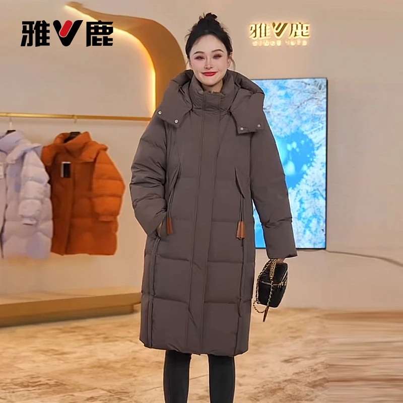 雅鹿时尚羽绒服女冬季新款可拆卸帽防风保暖洋气加厚白鸭绒外套