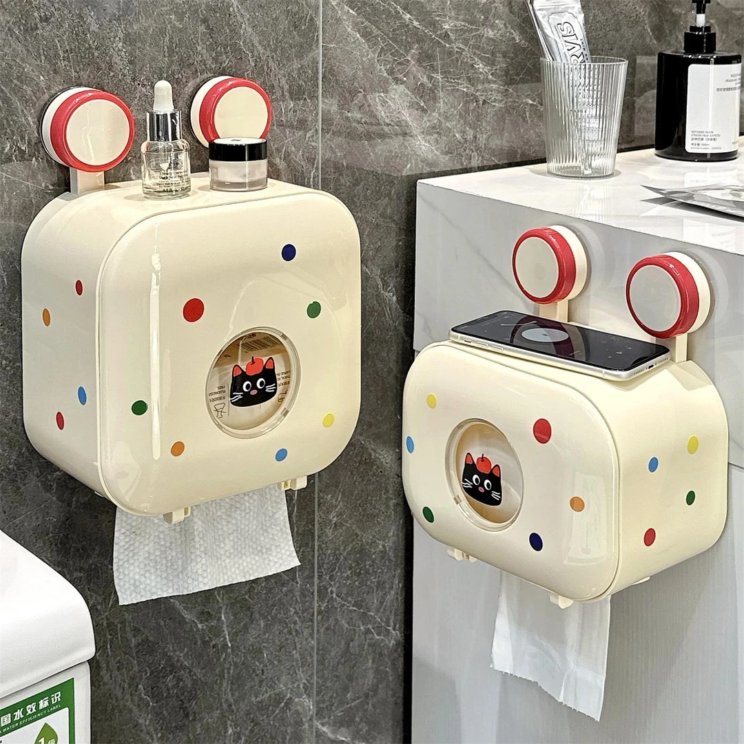 高级纸巾盒家用卫生间浴室挂壁式厕纸盒置物架洗手间吸盘式卷纸架
