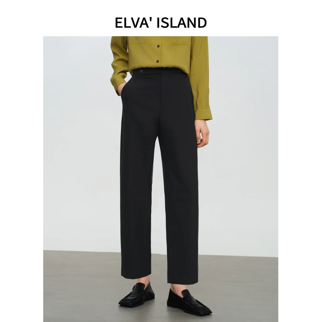 【商品】Elva' Island纯色直筒休闲裤女2025年春季百搭长