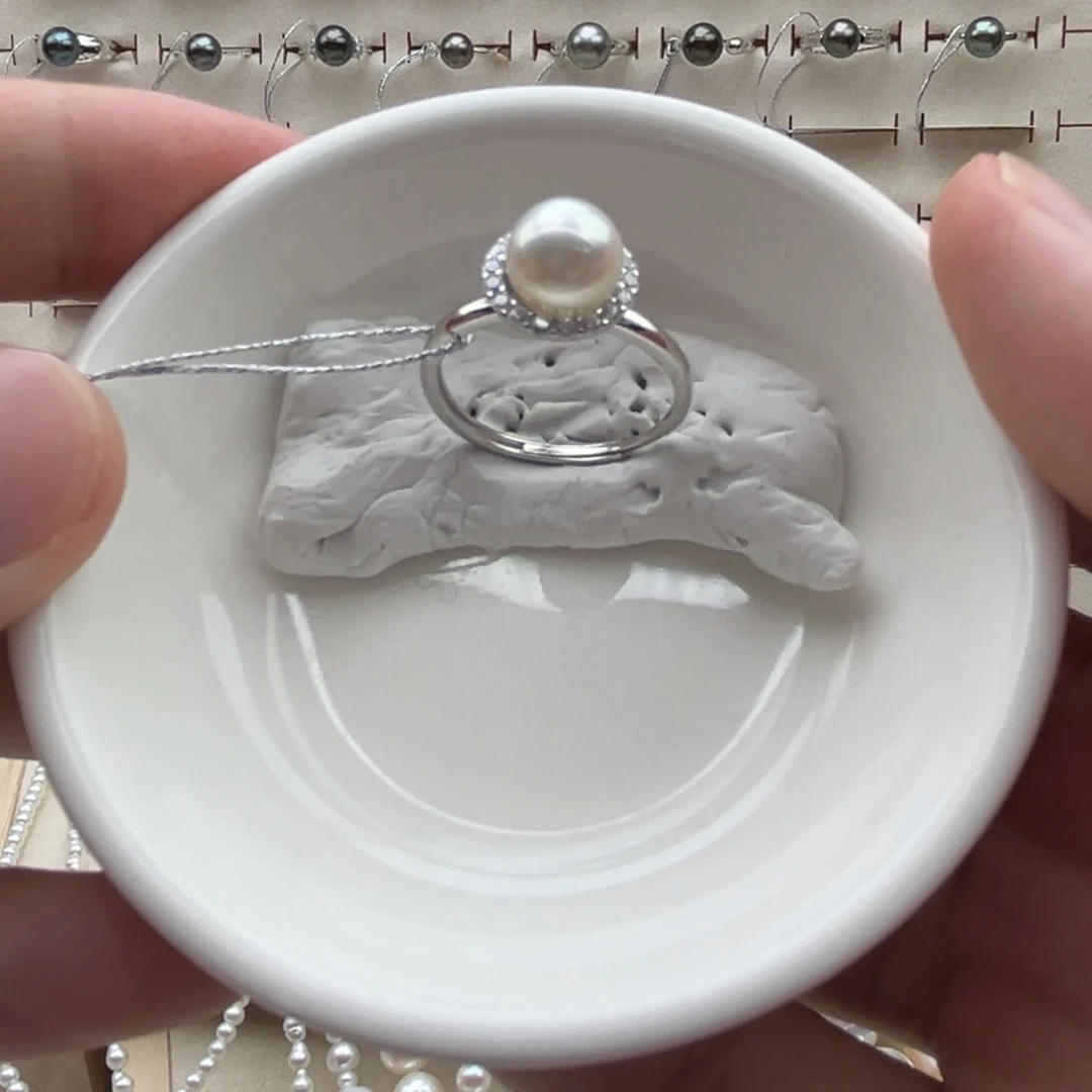 银S925镶嵌戒指海水珍珠8.2mm海水Ak18号链接