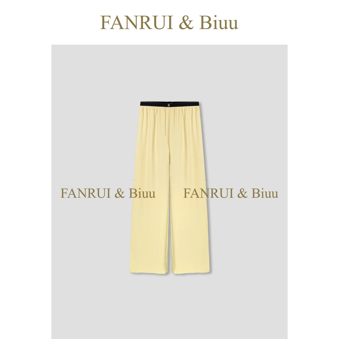 FANRUI/泛芮「风隙」冰丝长裤百搭垂感显瘦直筒松紧腰裤子女B16933