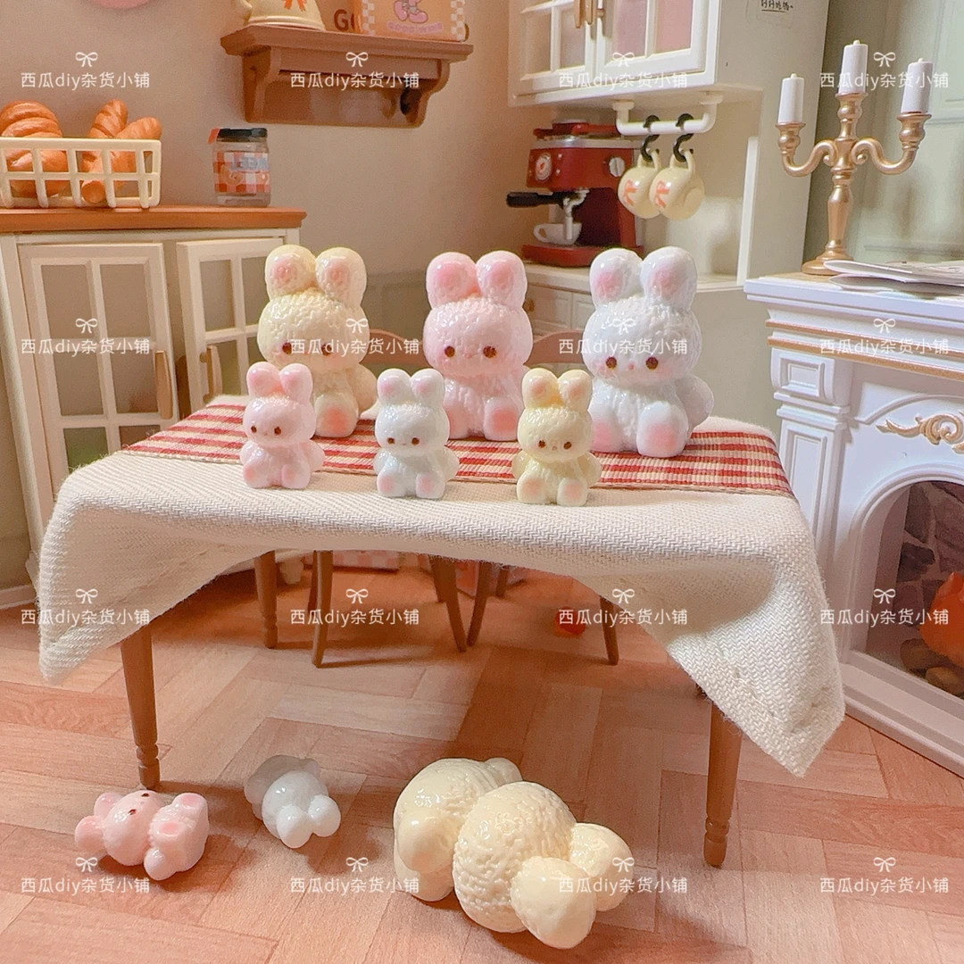 定制迷你食玩立体小鼻噶小兔子树脂配件 diy奶油胶捏捏装饰品材料