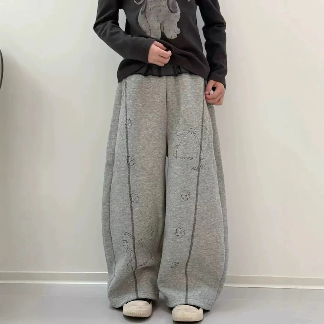 &苏珊&2025新款秋款蝴蝶结印花花边卫裤mx可爱柔软19012