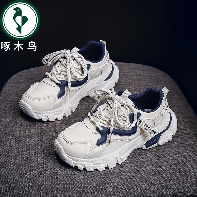 【正品】啄木鸟运动鞋女鞋春季新款潮韩版百搭厚底休闲鞋女潮鞋