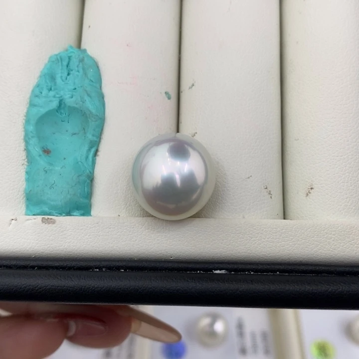 海水珍珠耳饰未镶嵌澳白裸珠15.4mm