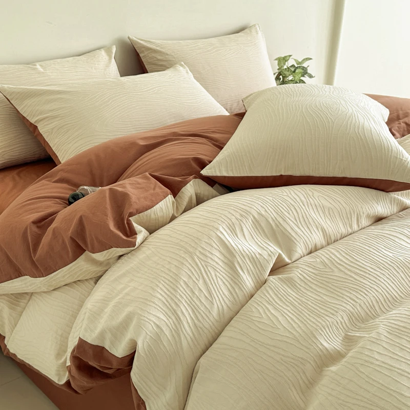 纯色轻奢简约提花四件款水洗棉四件套