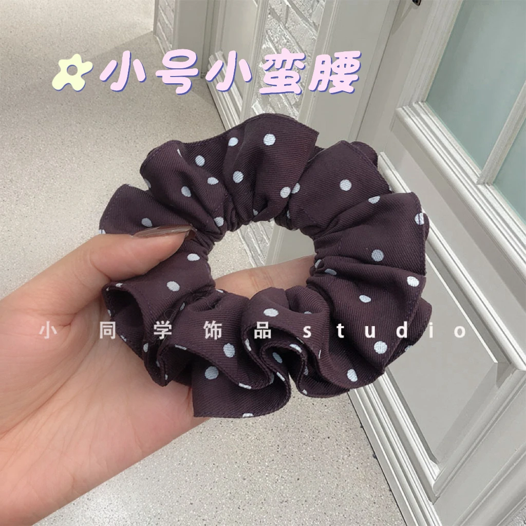韩国发饰2025新款进口面料紫色牛仔波点小蛮腰发圈发绳头饰头绳