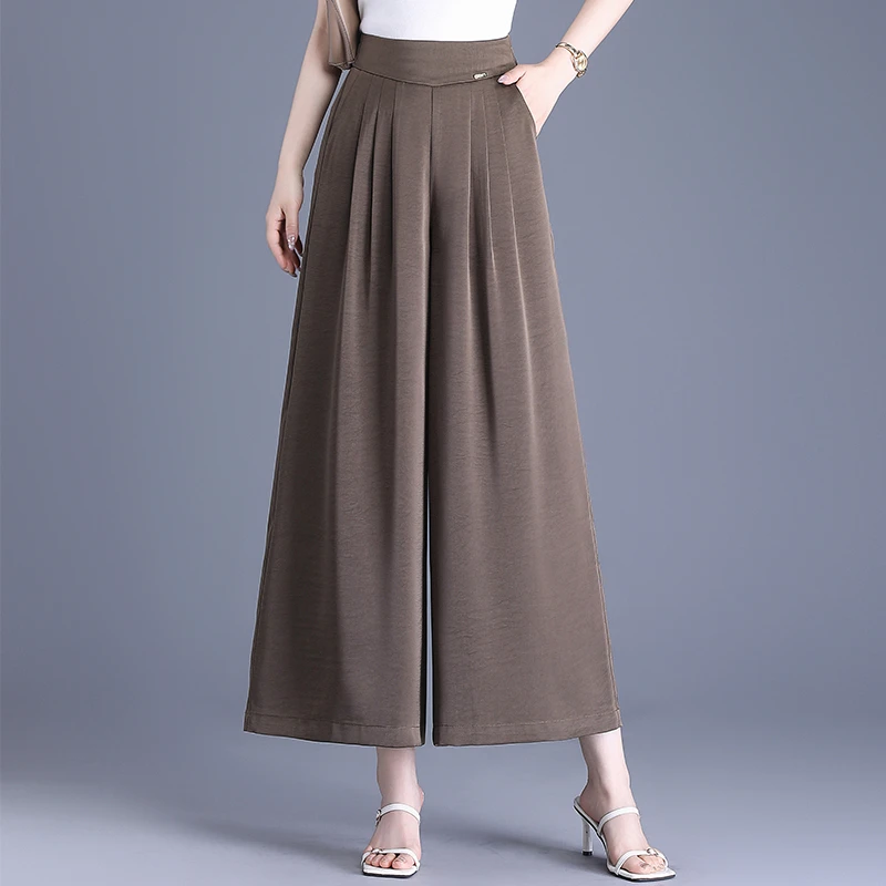 高腰阔腿裤女2025夏季新款小个子九分裤子时尚气质显瘦休闲裤裙裤