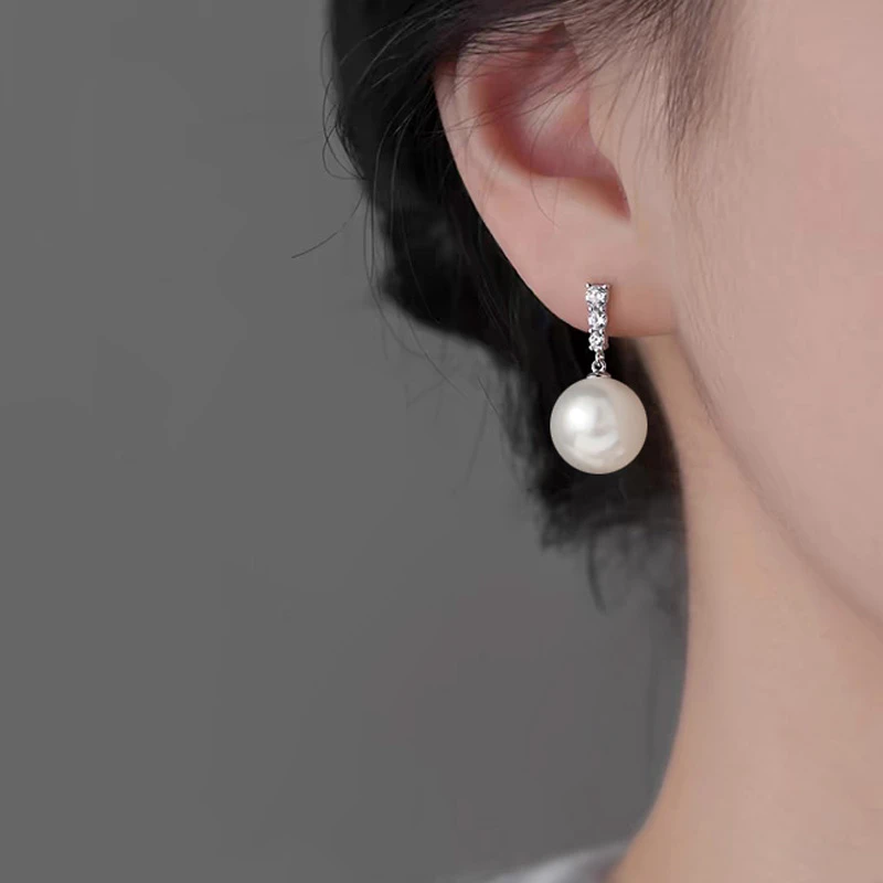 铜合金耳饰 屿希【戴妃系列】三钻戴妃施华洛珠925银针耳环M0152现