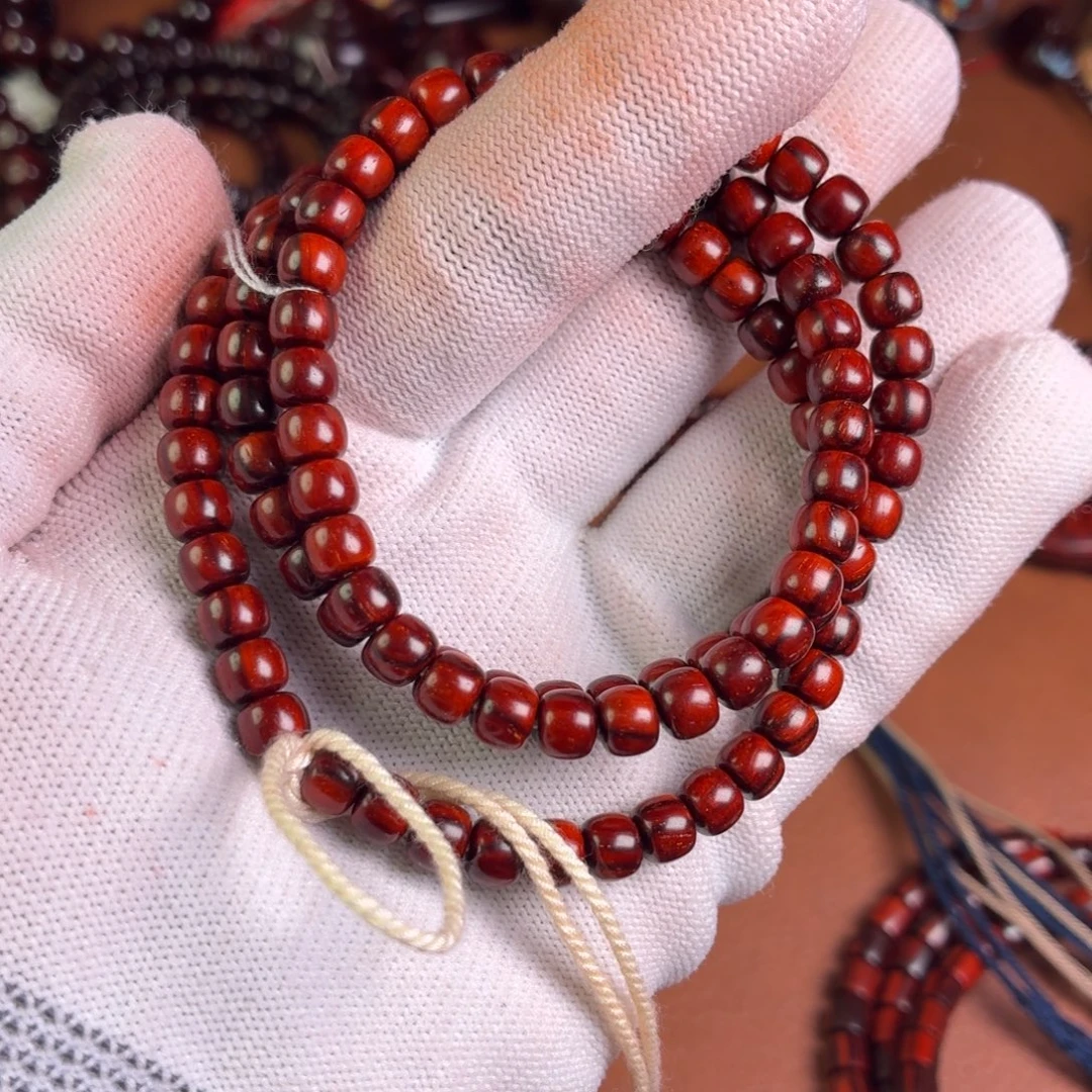 茶****小叶紫檀手串/手链无胶无蜡5✖️6火焰金星