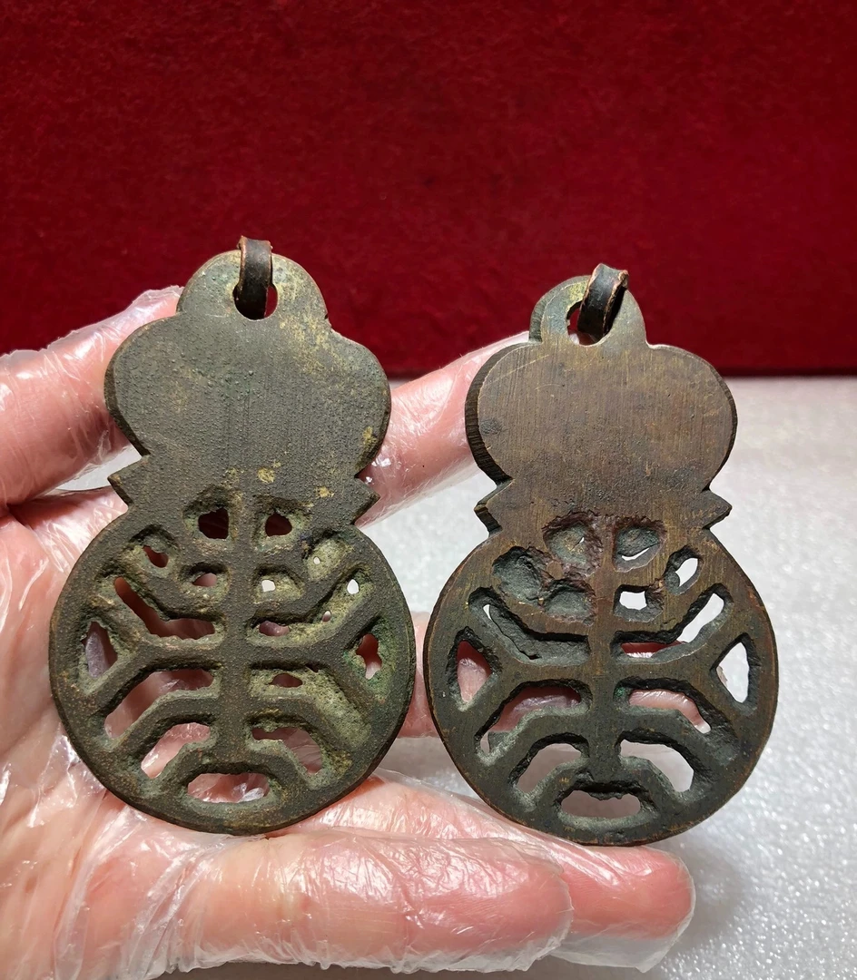 老式铜拉手一对古朴厚重包浆圆润收藏佳品