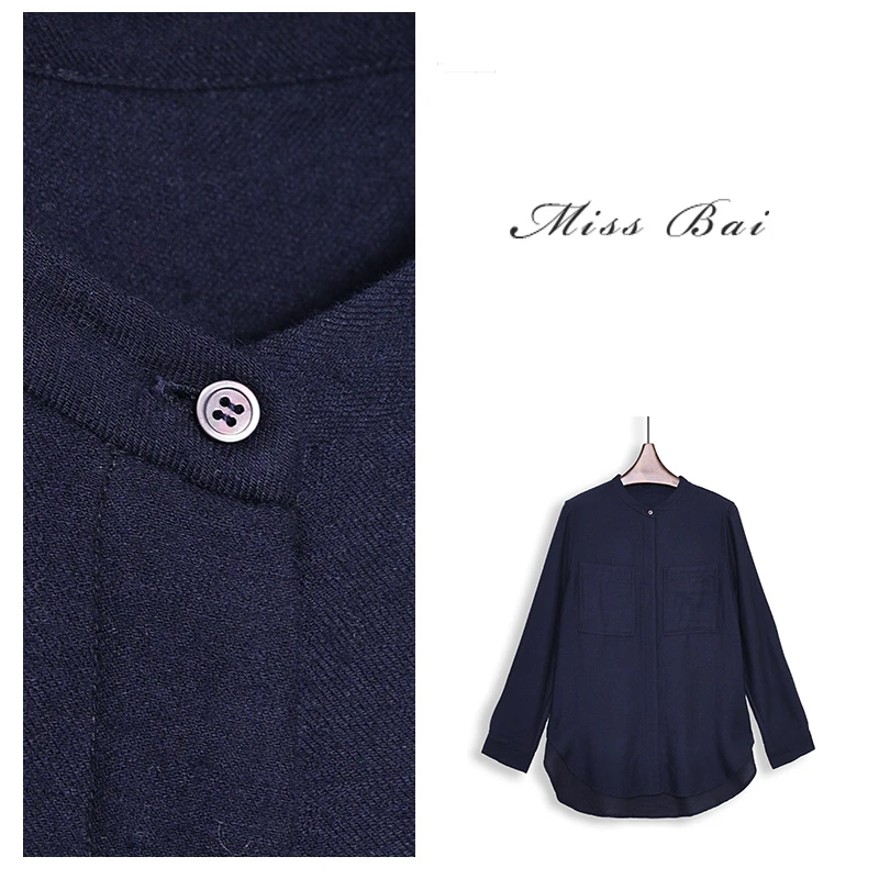 YIWEN-【和自己对话】自然肌理感棉质羊毛混纺简约衬衣CY5555