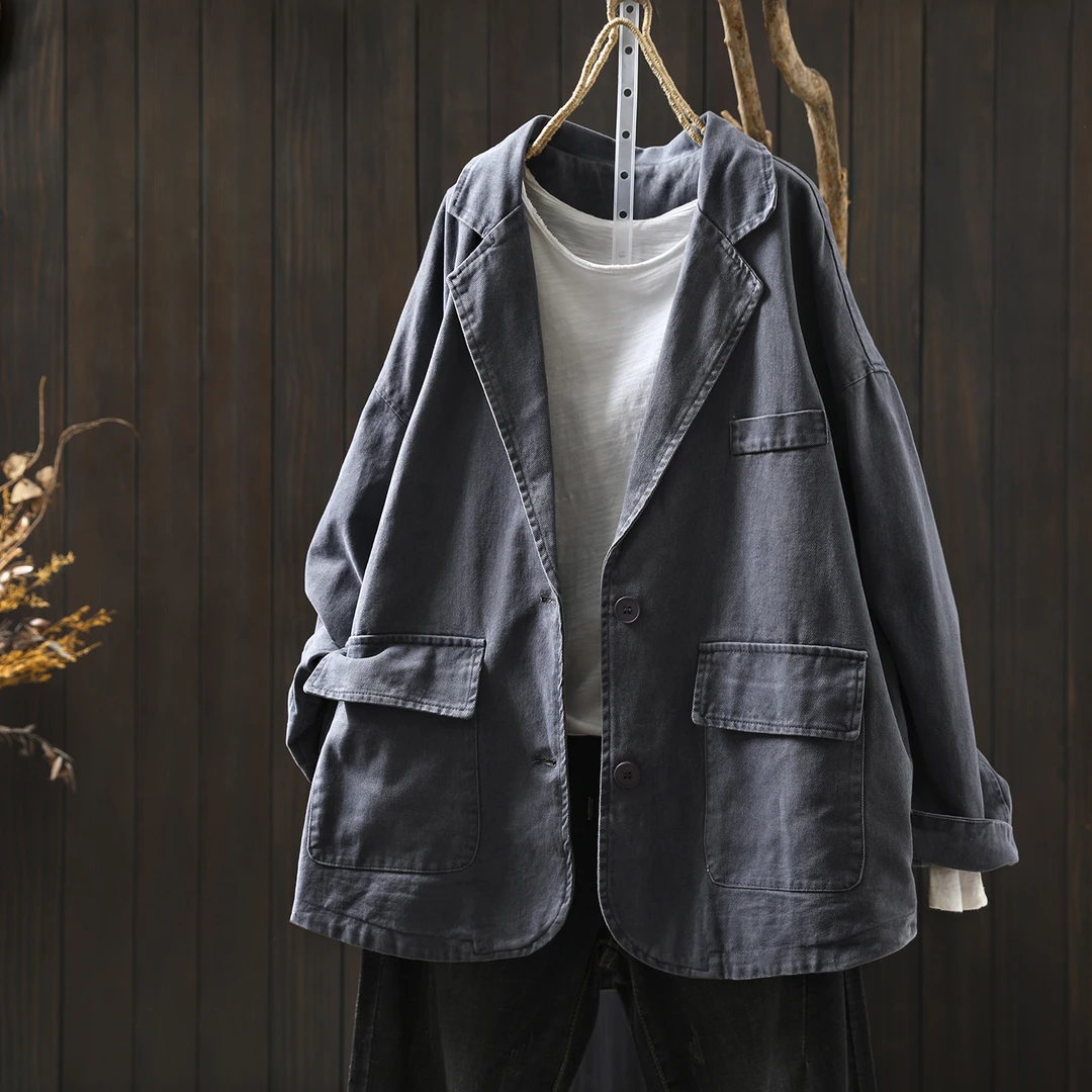 巨好看的早秋外套女2025新款西装领时尚复古宽松高级感休闲上衣