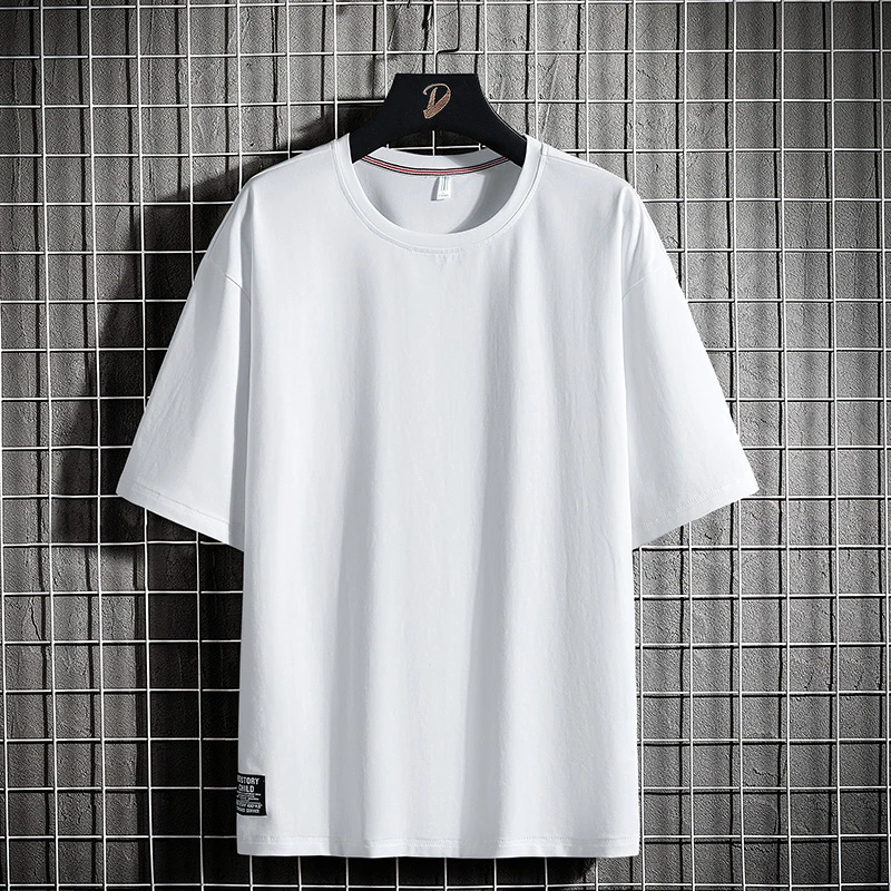 U11studios速干纯色t恤男士白色棉百搭夏季半袖宽松潮流情侣