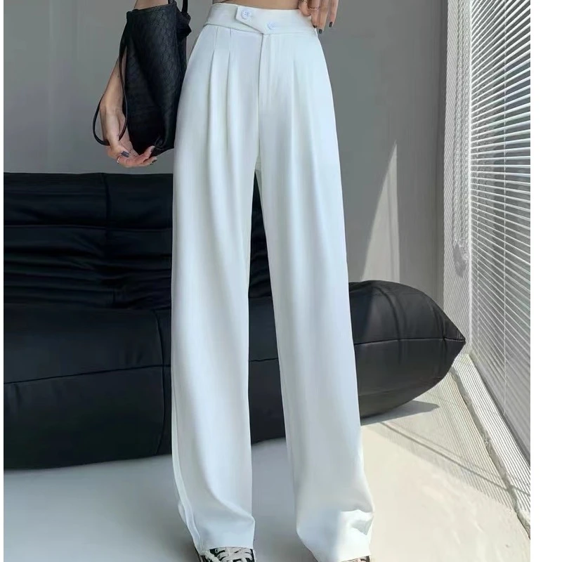 A2927新款高腰显瘦垂感阔腿裤休闲西装直筒裤