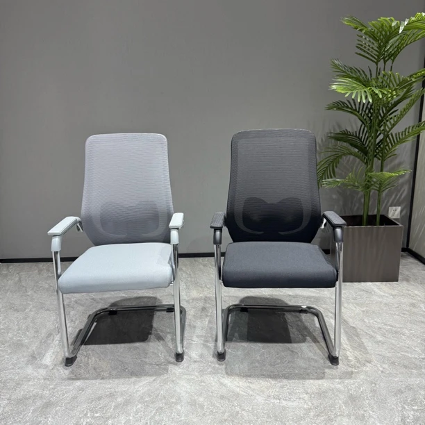 【展厅实拍】弓形会议椅子职员电脑座椅网布休闲椅员工椅接待会客椅