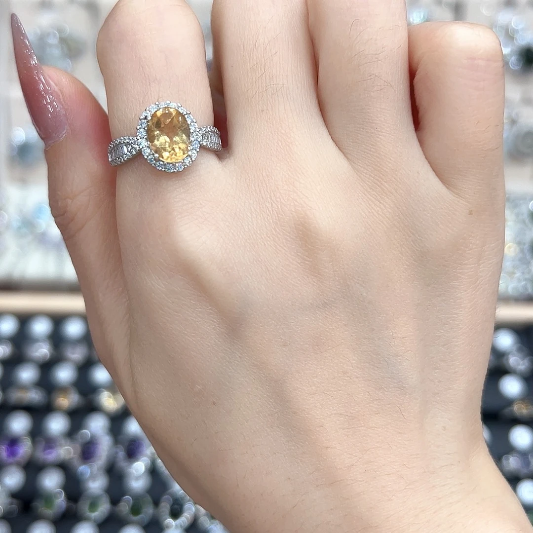 下***见戒指水晶银S925镶嵌