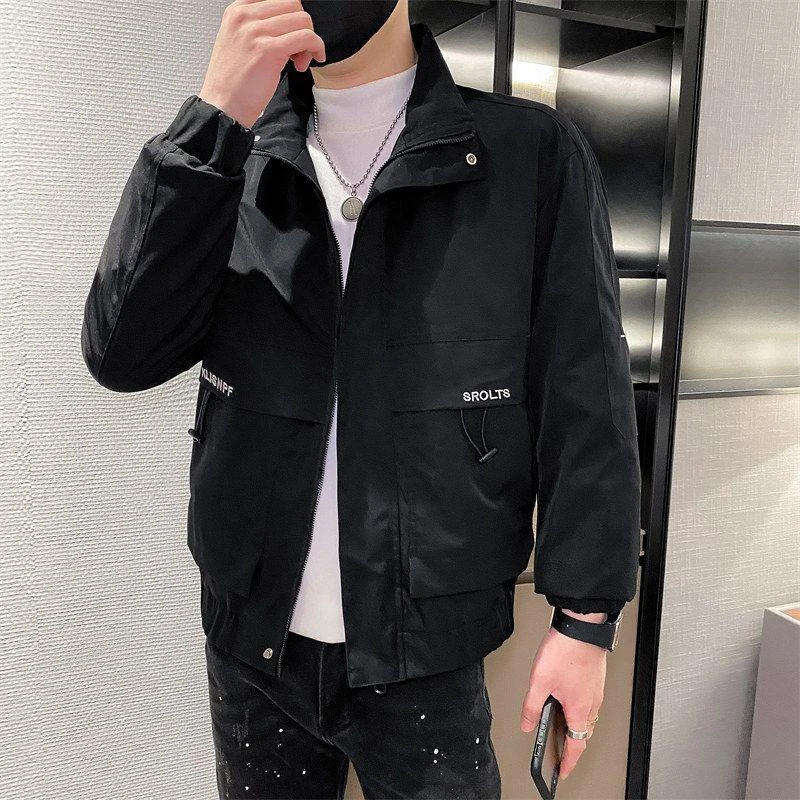 潮牌ins外套男春秋季韩版潮流立领工装夹克休闲百搭褂子修身上衣