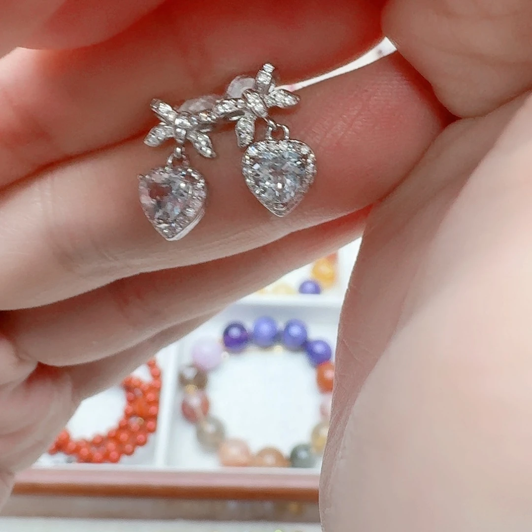 海蓝宝石耳坠银S925镶嵌耳钉303