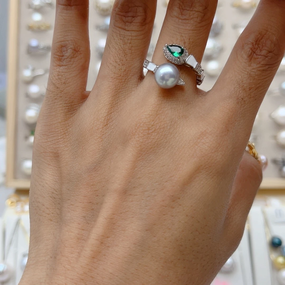 吃***吗戒指合金淡水珍珠