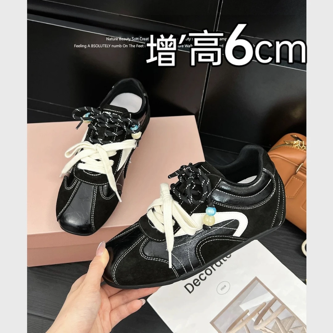 时尚复古厚底内增高6cm德训鞋女2025新款百搭休闲运动鞋阿甘鞋潮