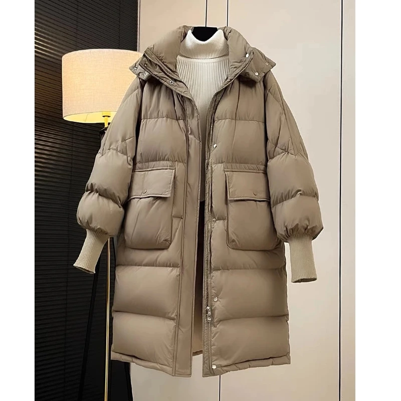 2024新款螺纹袖款羽绒服女款宽松型外套7588