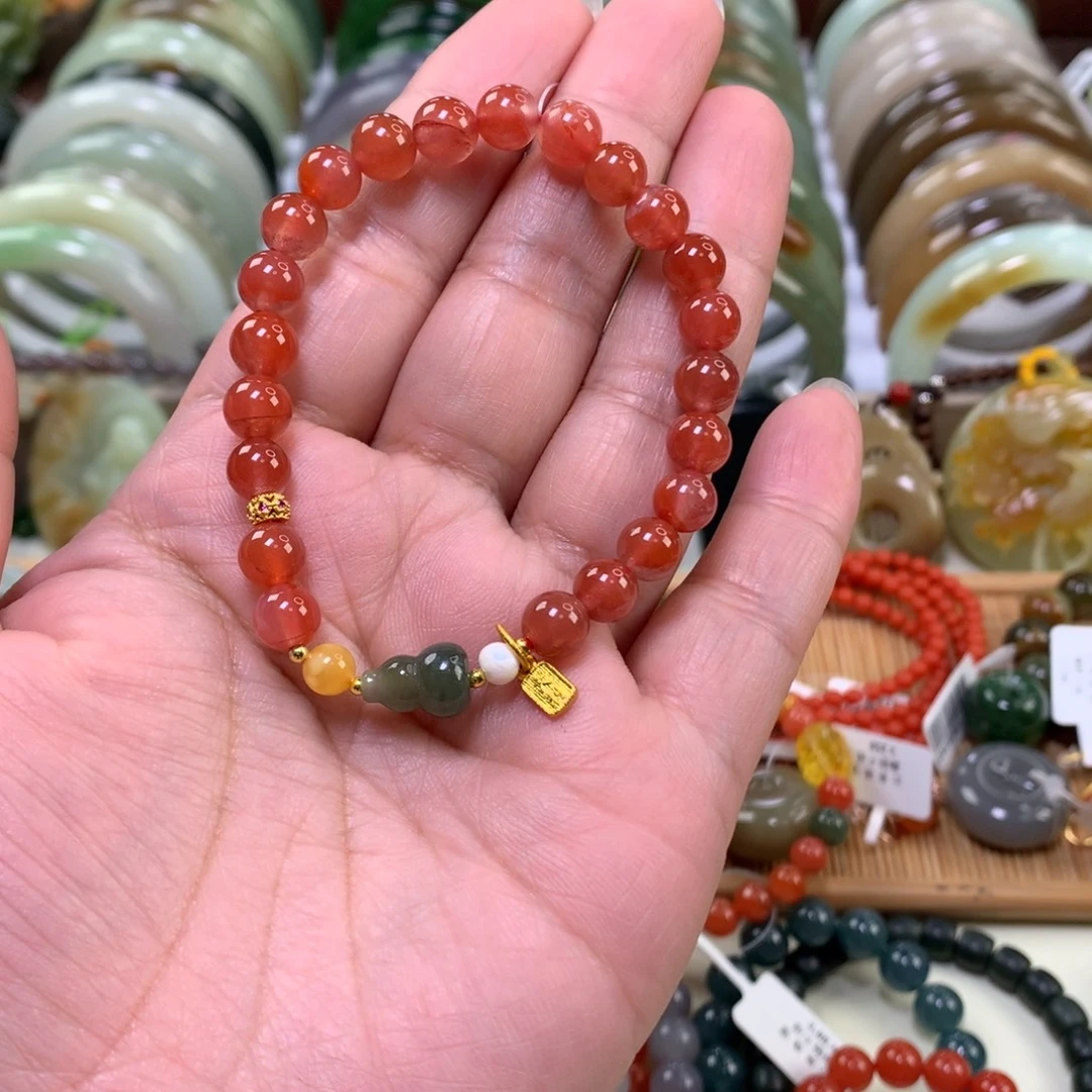 南红玛瑙未镶嵌手链卡0.7