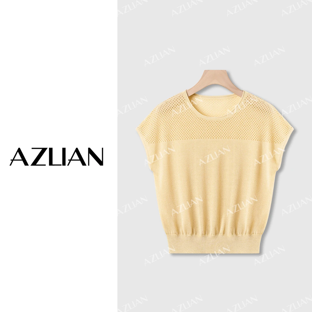 【啦啦专属】夏季天丝短袖针织衫女圆领短袖镂空打底衫 PX-1910