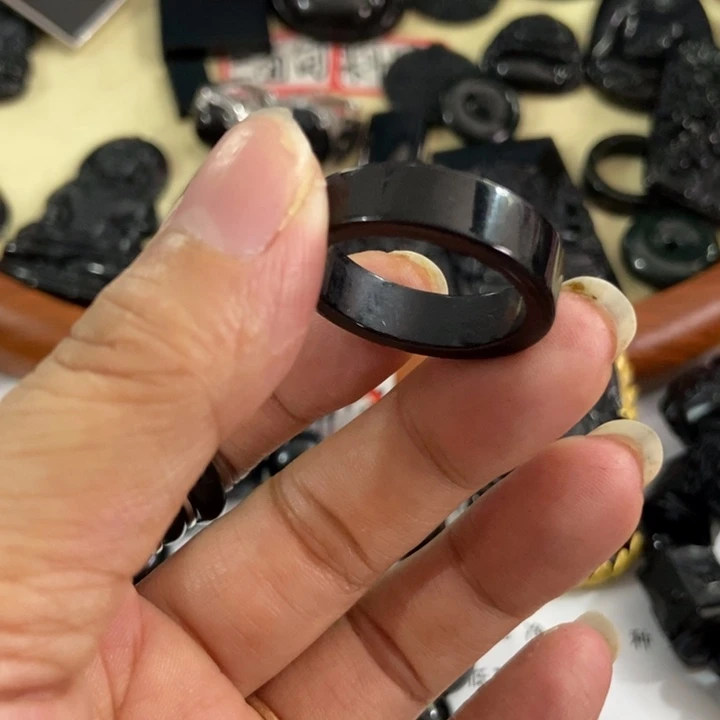 翡翠戒指未镶嵌丁*大墨翠22