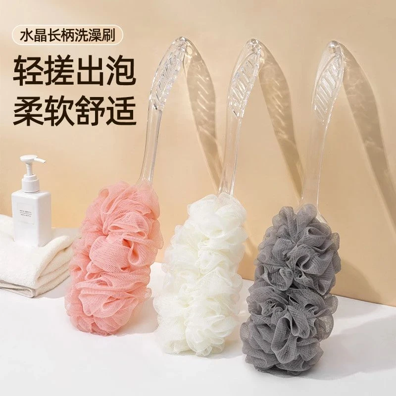 长柄沐浴球洗澡巾搓澡棒大号沐浴棒浴花球起泡沐浴球不求人洗澡巾