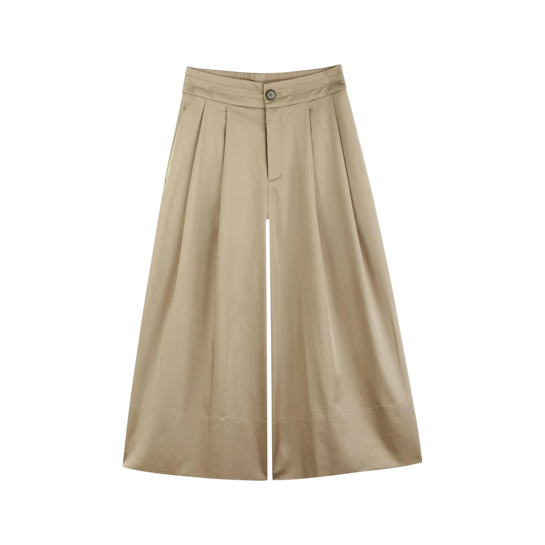 【魅力赫本】2025新款七分休闲裙裤女薄款宽松简约百搭阔腿裤004