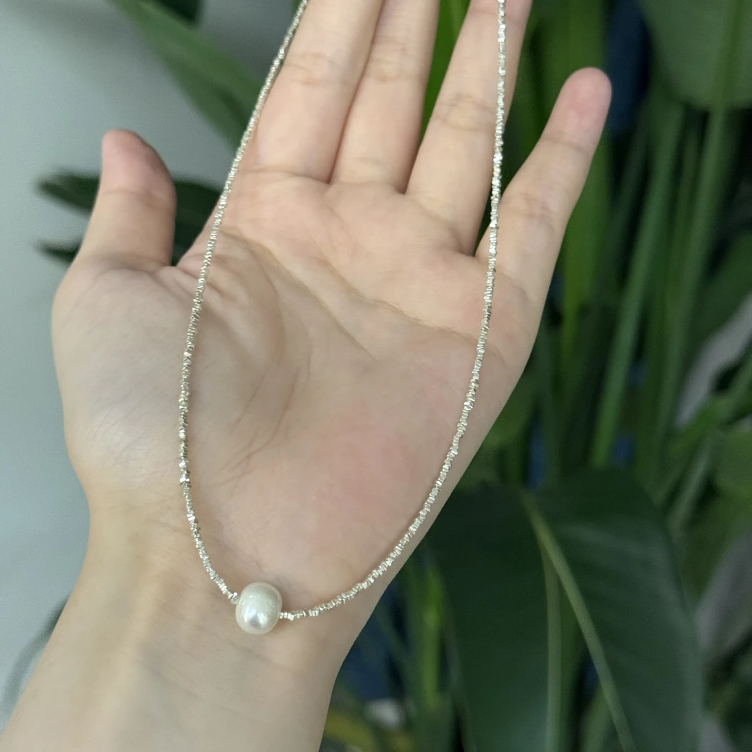 坠链均925银 1269 手作系列小碎银珠光百搭夏季项链