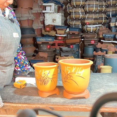 紫砂花盆小金钟盆两个