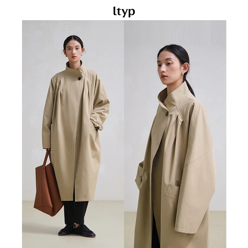 ltyp 9.2 天丝棉立领风衣 独特别致中长款外套女秋季E113253078