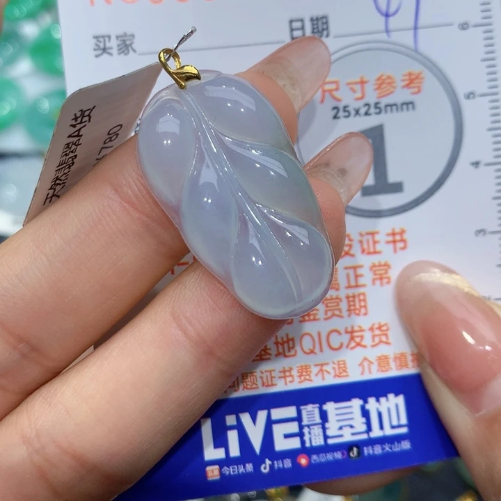 翡翠颈饰18K金镶嵌叶子