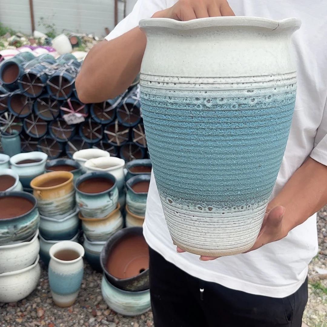 紫砂花盆泡泡瑕疵不挑口径21高度31