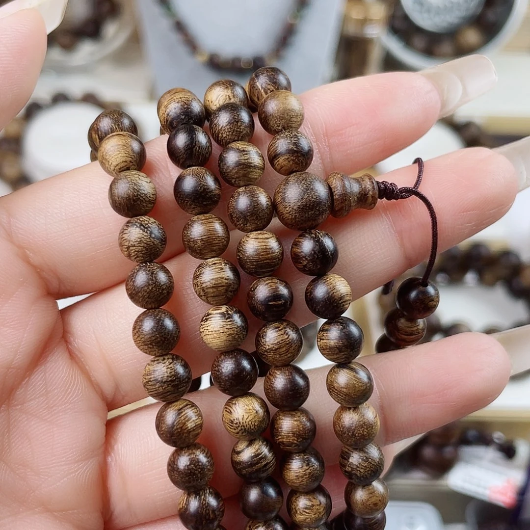 方***。手串沉香越南芽庄老白棋窖藏古董玉化瘤疤虎斑0.6