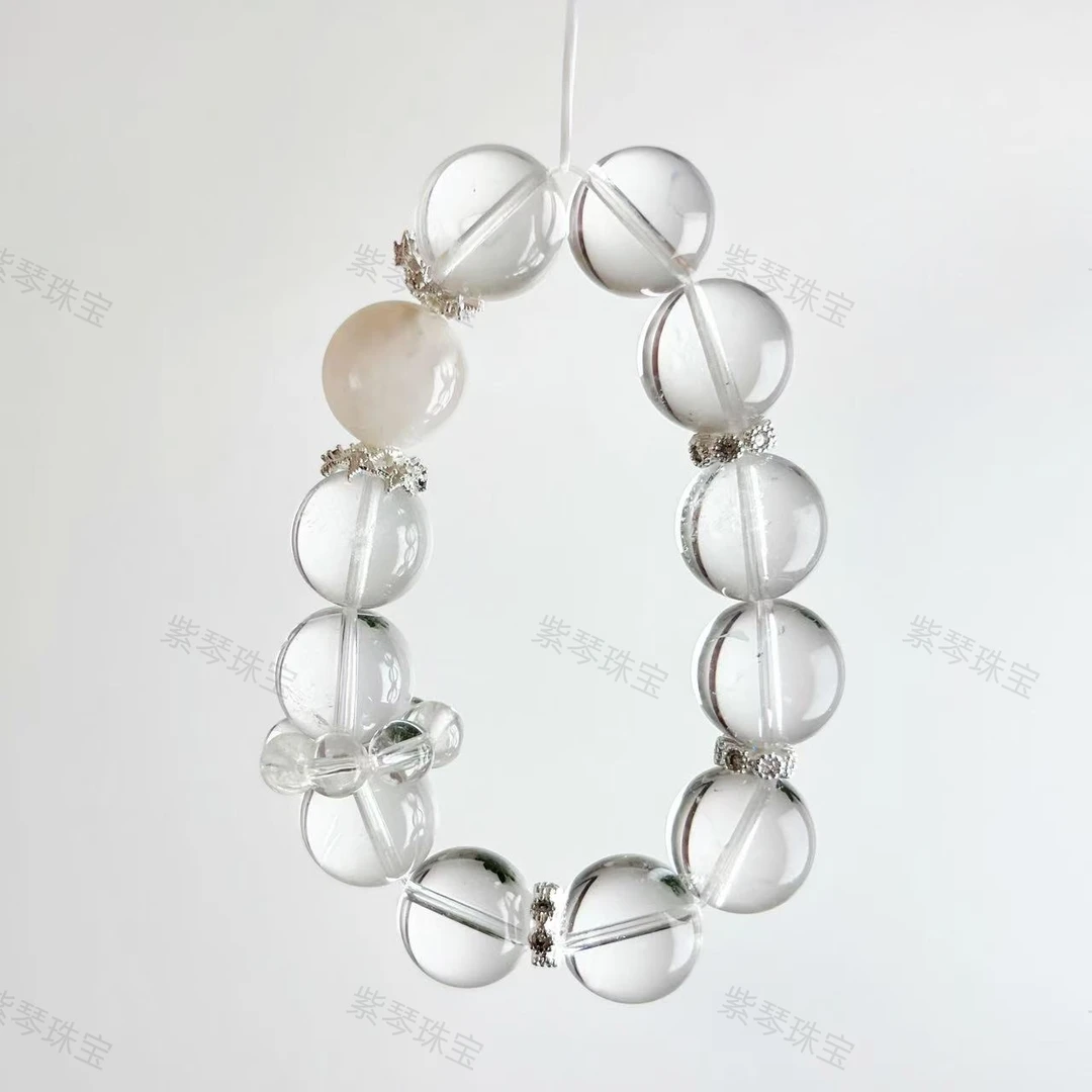 【一顺百顺】守正之石·雪花幽灵✖️14MM白水晶手链男女款水晶配证书