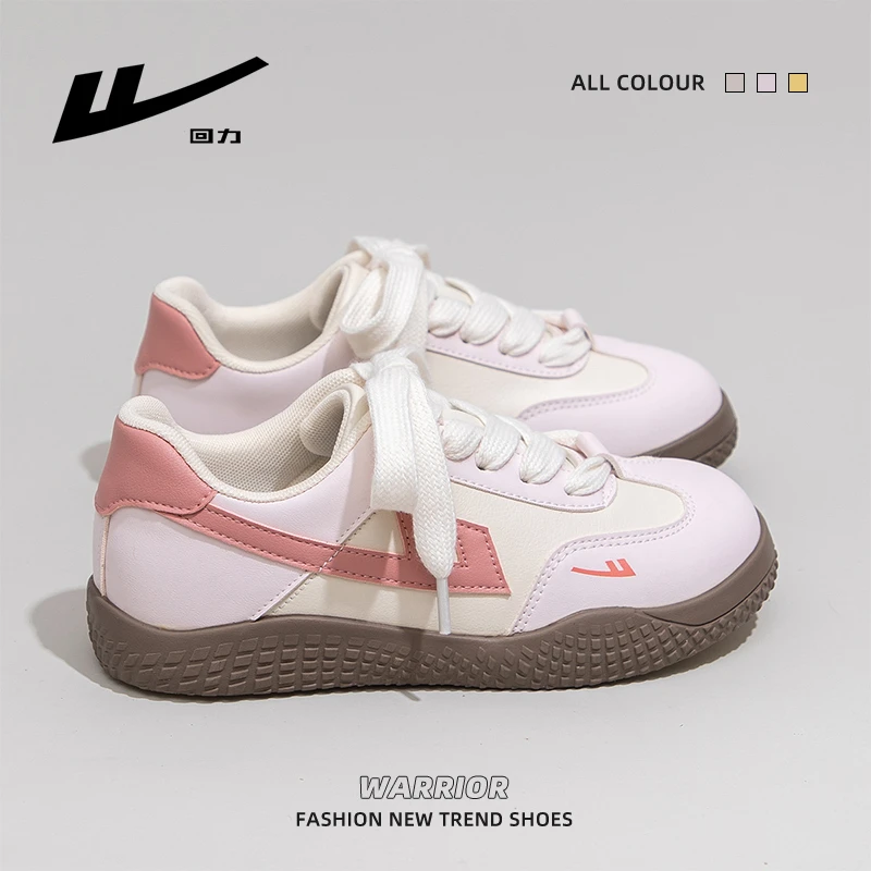 回力樱花粉小白鞋女2025夏季新款百搭爆款休闲鞋厚底网面德训鞋子
