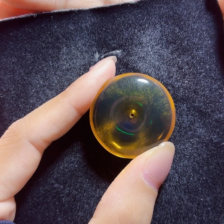蓝珀未镶嵌珠宝奇石墨西哥蓝珀平安扣