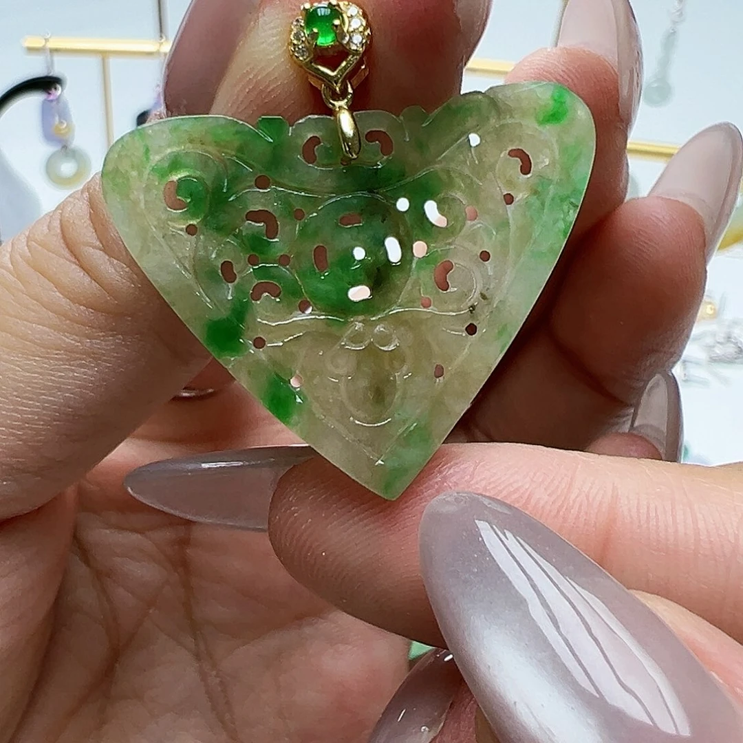 银S925镶嵌翡翠耳饰天然缅甸A货翡翠