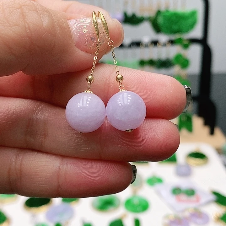 翡翠18K金镶嵌耳饰碧**黎耳饰