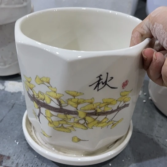 多肉绿植陶瓷花盆9.9包邮，有孔