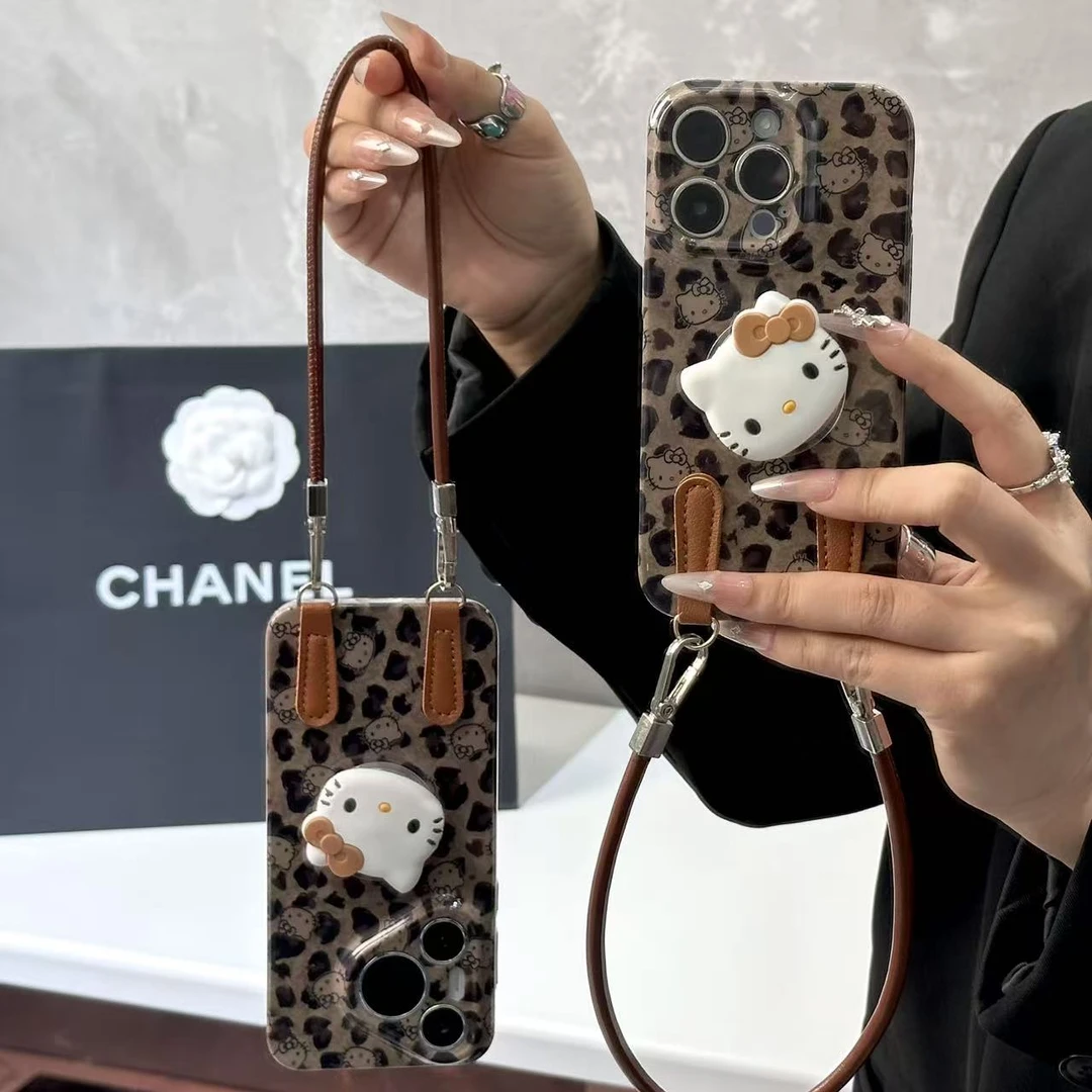 奥菲顿豹纹kt支架挂绳适用苹果17菲林16手机壳华为vivo小米15oppo