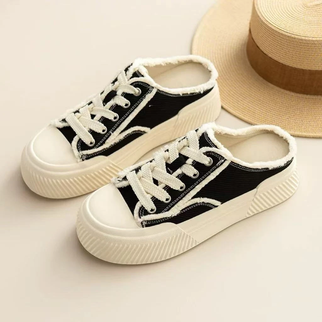 C6918 黑色  夏季时尚2025新款厚底包头休闲女拖鞋