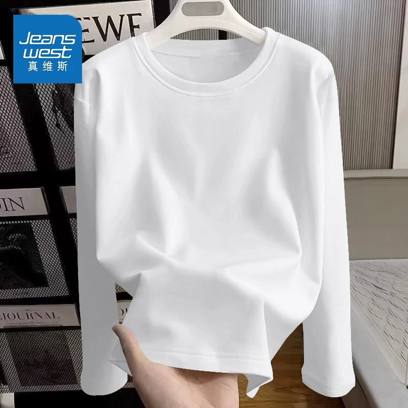 真维斯女长袖慵懒长袖圆领休闲时尚T恤高级感新舒适潮流春秋百搭