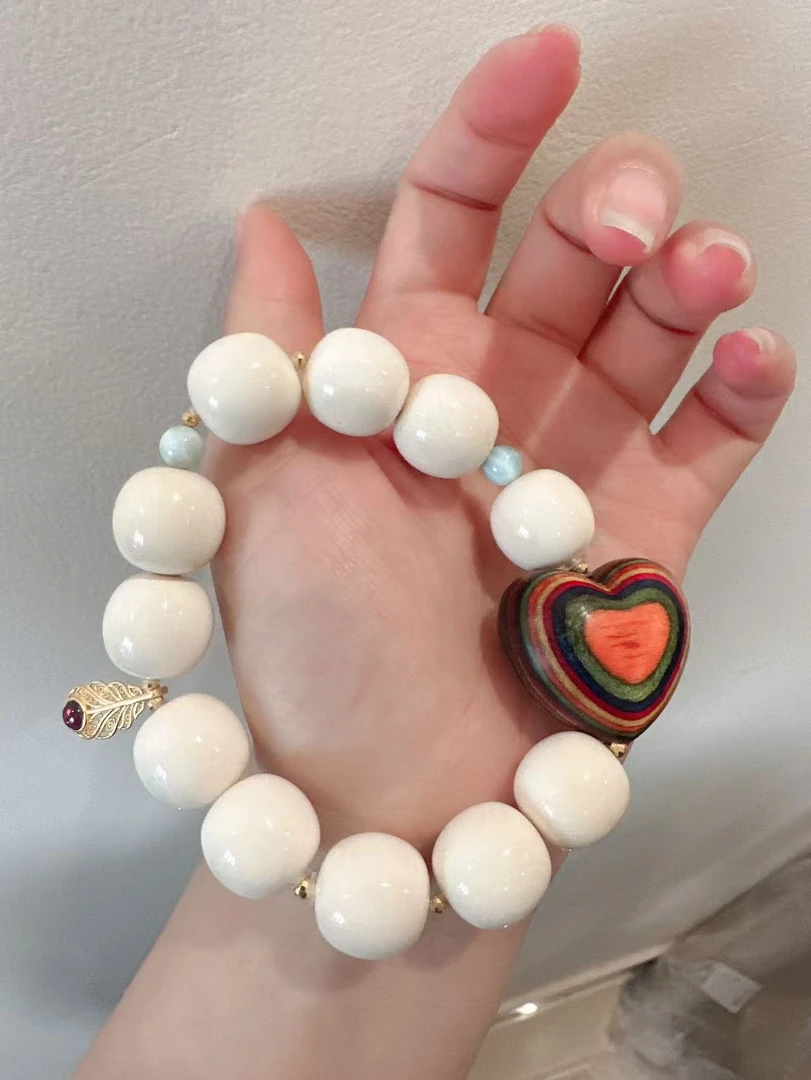 M0142【且梦】猛犸牙原创设计1+8+k爱心单圈手串